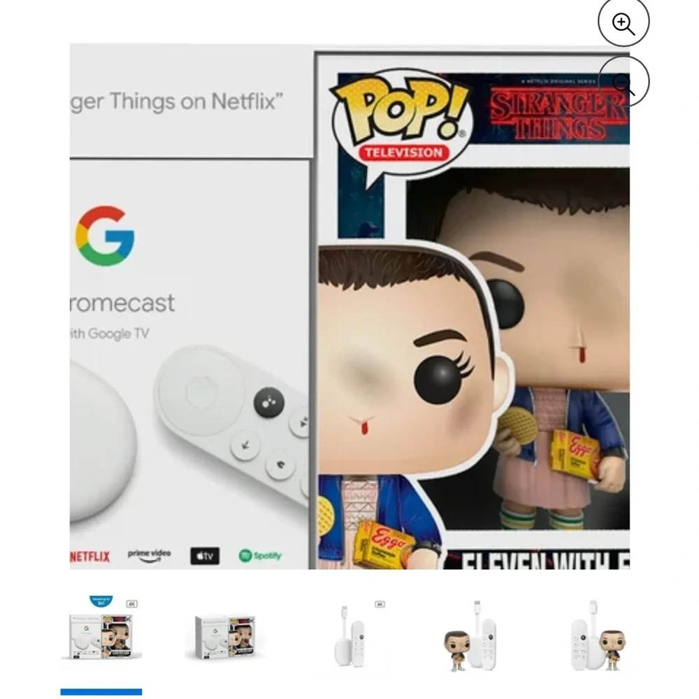 Chrome cast with Funko Pop Eleven